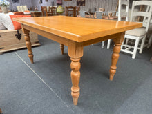 Load image into Gallery viewer, A sturdy solid pine dining table built to last. Structurally sound with minor cosmetic marks that add character. Comfortably seats six, making it ideal for family gatherings and entertaining. The removable top simplifies moving and rearrangement. A practical, well-made piece that combines functionality with timeless appeal.

Delivery Available

Overall Dimensions

160cm long x 90cm wide x 77cm high

