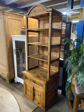 Load image into Gallery viewer, This gorgeous rustic dresser could be used as a kitchen pantry/larder also. It&#39;s structurally sound and in good condition minus a few marks etc. It has 3 fixed shelves, 1 drawers and 1 cupboard for storage. It is one fixed piece and does not come apart.

Overall Dimensions

65cm wide x 50cm deep x 190.5cm high

DELIVERY AVAILABLE    

HAVE THIS PAINTED A COLOUR OF YOUR CHOICE FOR AN EXTRA £100 OR COMPLETELY STRIPPED BACK FOR £120 

For our other items see our website https://fossewayfurniture.co.uk

collect
