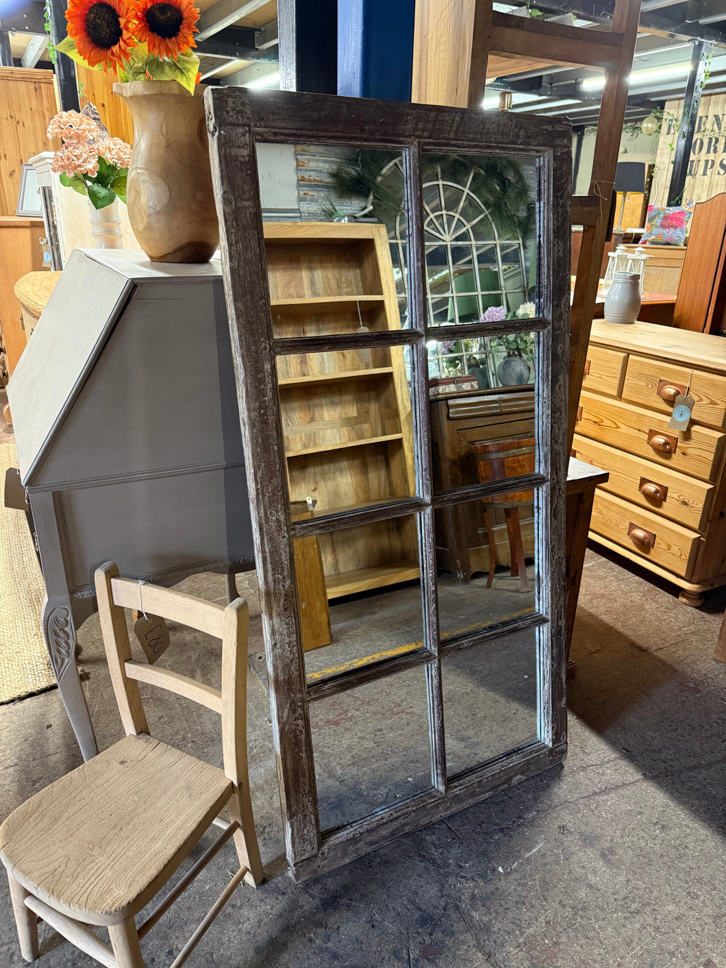 This gorgeous distressed wooden mirror is all the way from India!! It is in great condition and structurally sound. Has two hanging hooks on the back for easy installation.

Overall Dimensions

69cm wide x 136cm high

DELIVERY AVAILABLE    

For our other items see our website https://fossewayfurniture.co.uk

collection from cv36 or delivery available 

