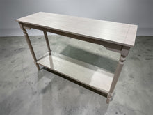 Load image into Gallery viewer, A sweet grey console table with solid construction and practical design. Features a lower shelf for convenient storage, making it ideal for hallways, entryways, or living spaces. Shows minor cosmetic marks consistent with pre-loved furniture, but remains in good working condition. A functional and stylish addition to any home.

Delivery Available

Overall Dimensions

120cm wide x 38cm deep x 81cm high&nbsp;

